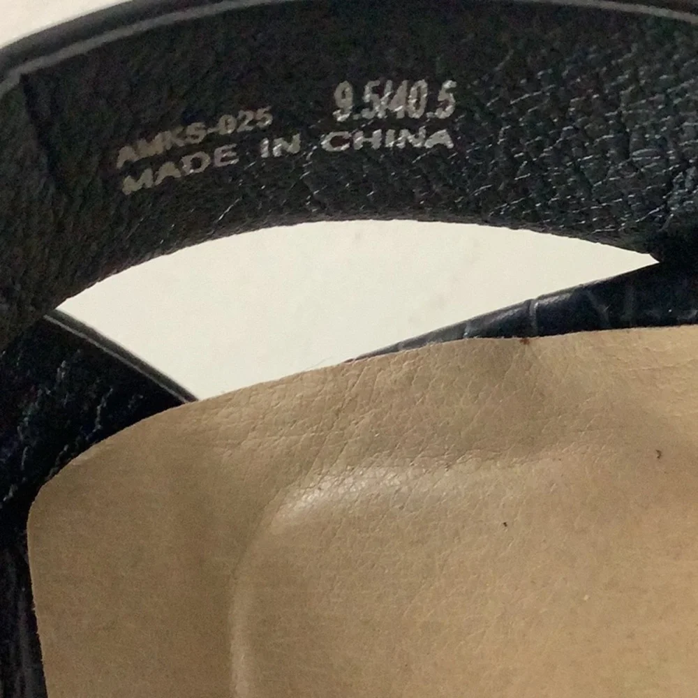 Chinese Laundry Black Platform Ankle Strap Sandals 4” Heel Patchwork Design. New